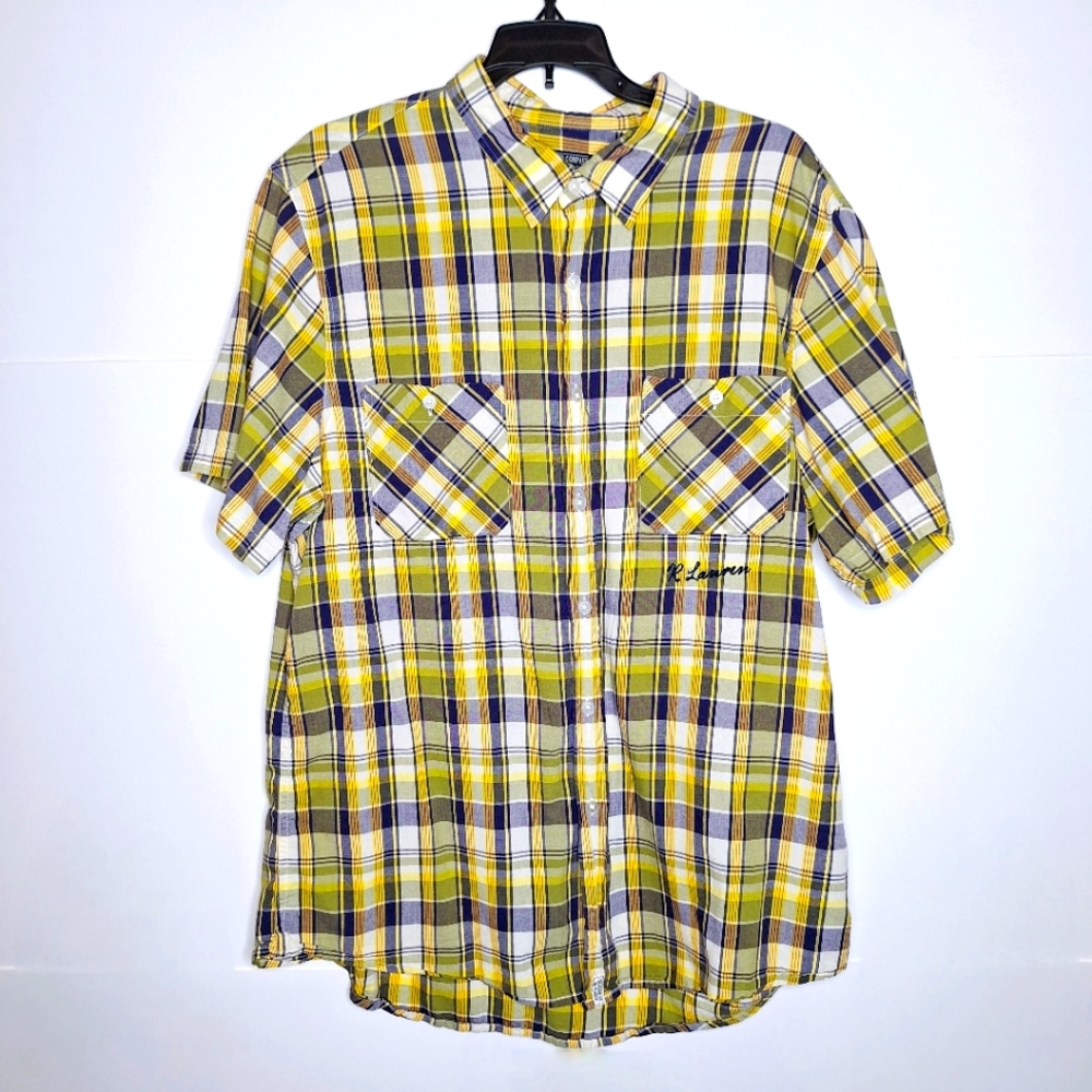 Vintage Blue Label Polo Jeans Company " The Mad For Plaid" Short sleeve shirt XL